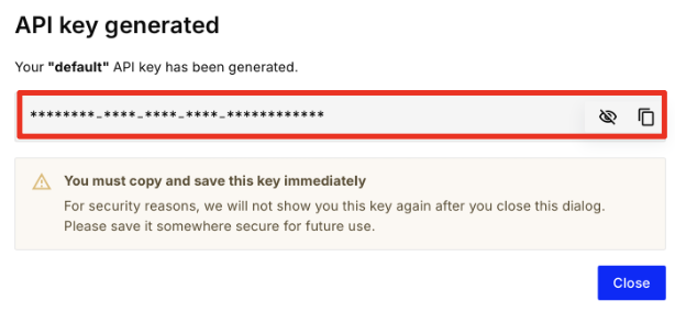 Pinecone API key screen